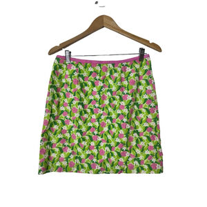 Vintage Lilly Pulitzer Floral Mini Skirt Sz 6 pink and green A-line Preppy Beach